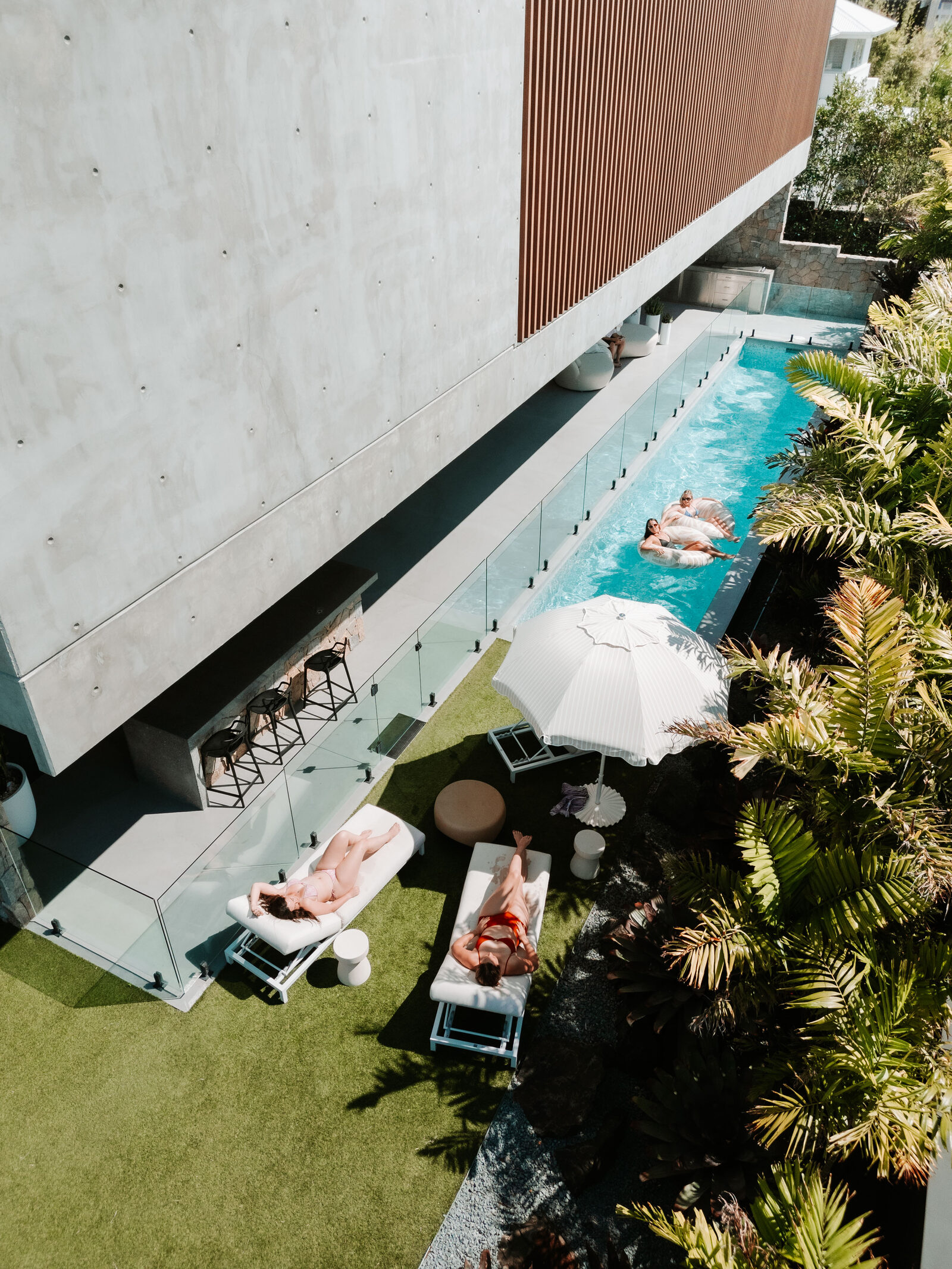 Aerial of the pool and terrace
