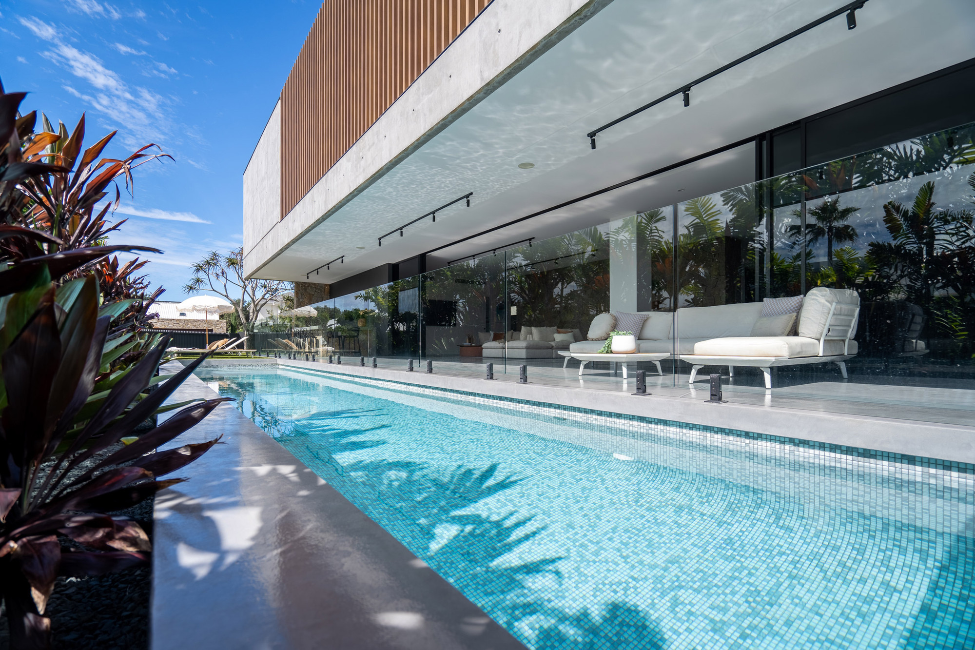 The 15-metre heated saltwater pool at Mana Beach House