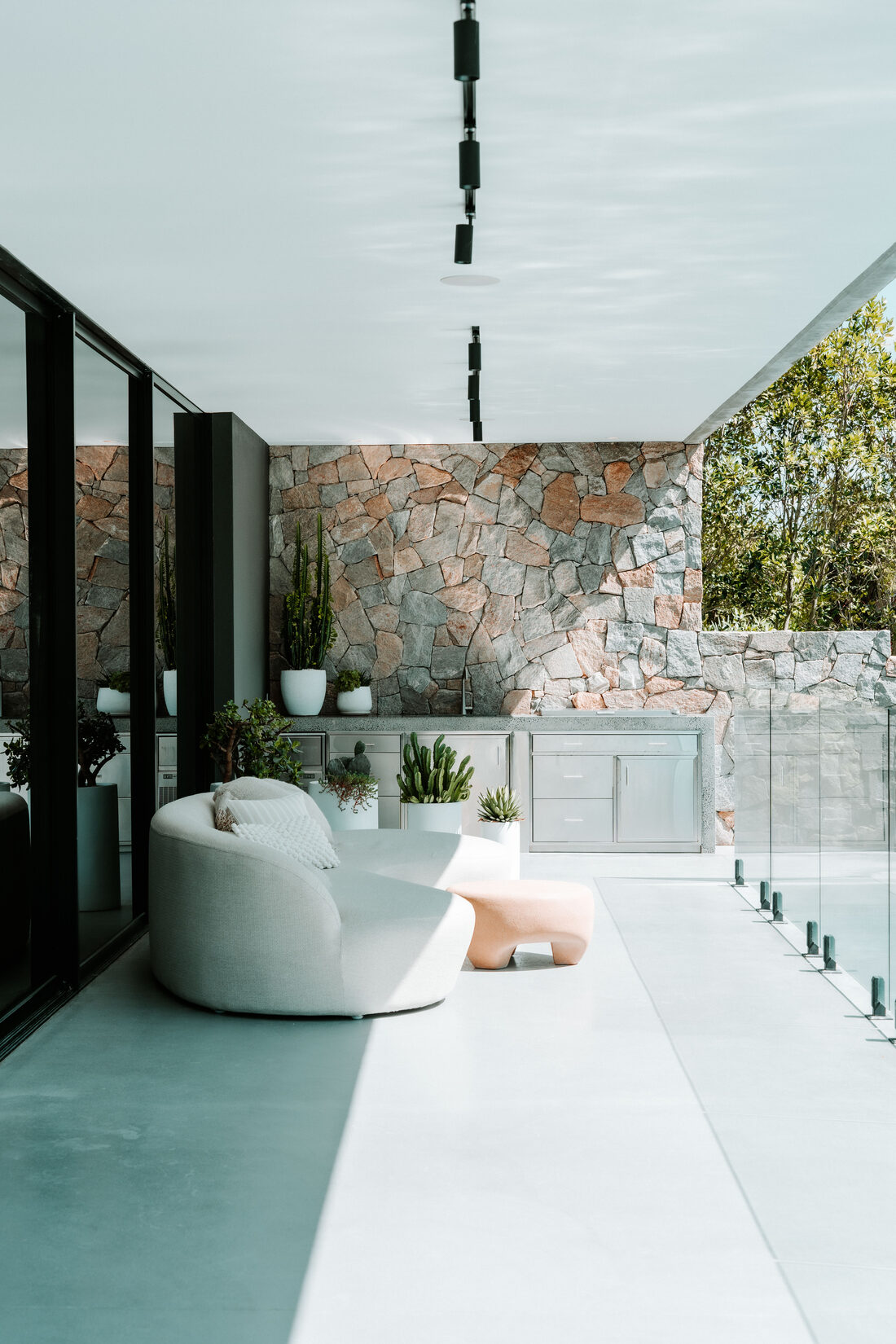 Poolside terrace and daybed